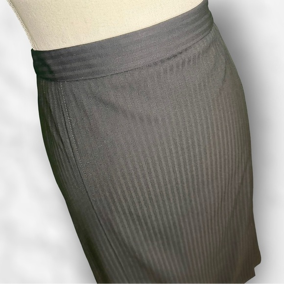 Theory Black Striped Wool Blend Split Hem Pencil Skirt Size 8 - Picture 11 of 14